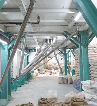 Rice processing lines inside the mill